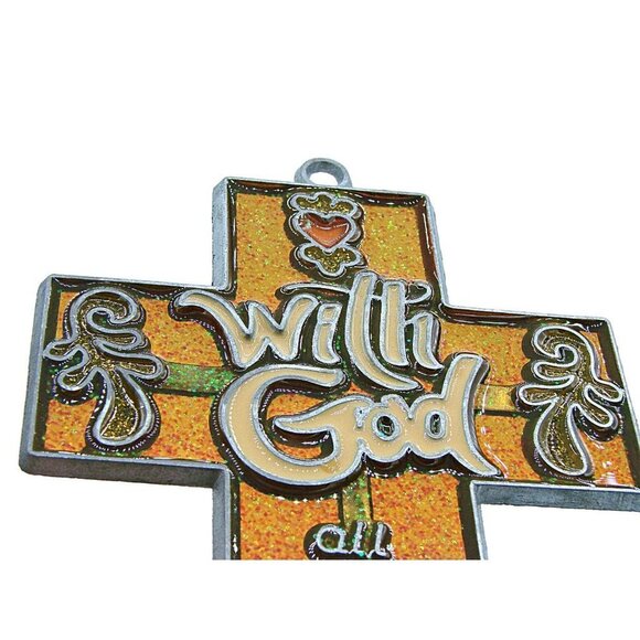 Religious Suncatcher With God All Things Are Possible Acrylic And Metal Painted - Picture 4 of 9